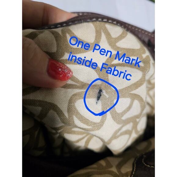 Fossil Brown Y2K leather satchel. M/L. W white stitches. Multiple pockets. Soft‎ - Picture 7 of 14